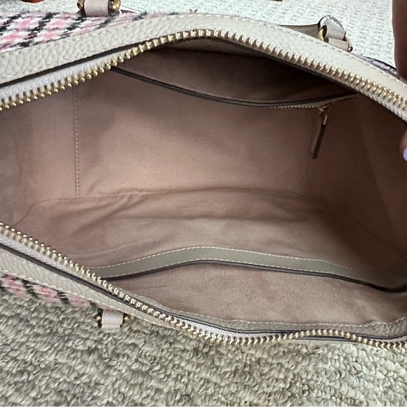 Kate Spade New York Gramercy Racing Stripe Plaid Twill Satchel - Mushroom/pink - Picture 9 of 10